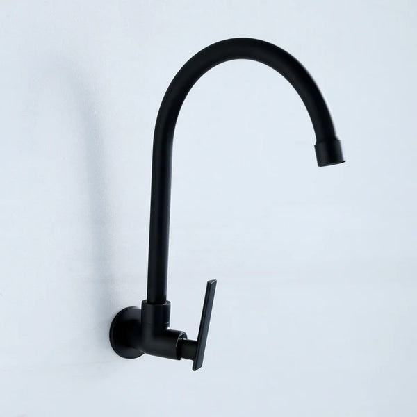 WALL TAP GOOSENECK MATTE BLACK DANUBE SERIES