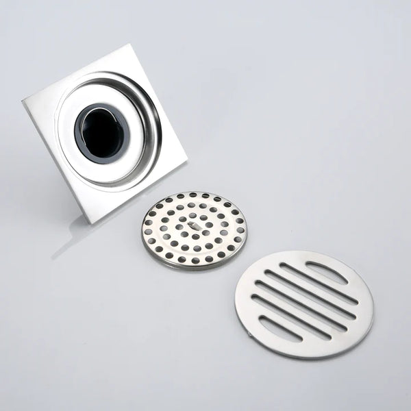 FLOOR DRAIN STAINLESS STEEL 4"X 4" 5MM ROUND COVER