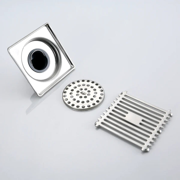 FLOOR DRAIN STAINLESS STEEL 4"X 4" 5MM SQUARE COVER