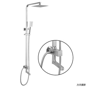 ON-WALL SHOWER BAR SET SQUARE STAINLESS STEEL