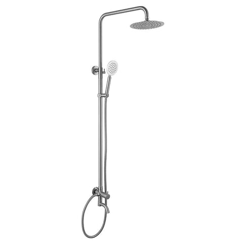 ON-WALL SHOWER BAR SET ROUND STAINLESS STEEL