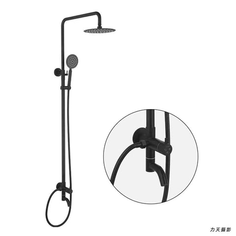 ON-WALL SHOWER BAR SET ROUND MATTE BLACK